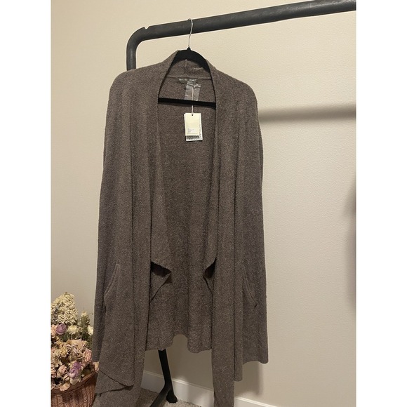 Barefoot Dreams Cozychic Lite Drape Front Wrap Cardigan 3X Plus Size Brown NWT - Picture 1 of 6